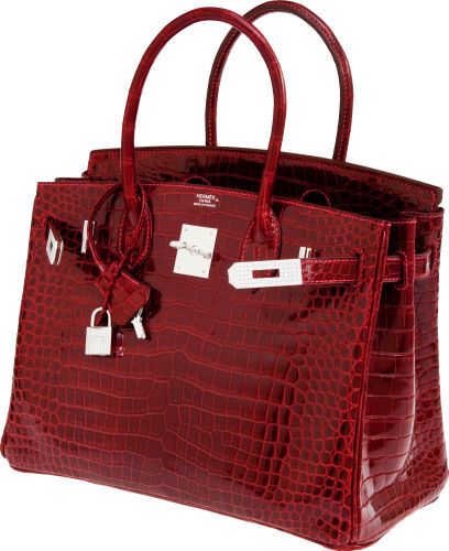 Hermès Exceptional Collection Shiny Rouge H Porosus Crocodile 30 cm Birkin Bag