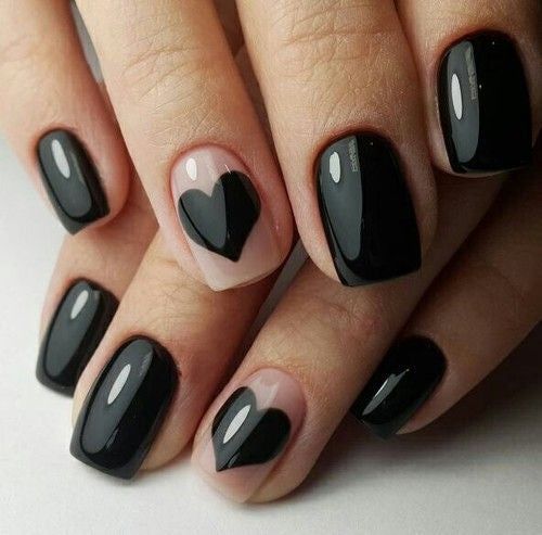 czarne paznokcie z ozdobami nails art