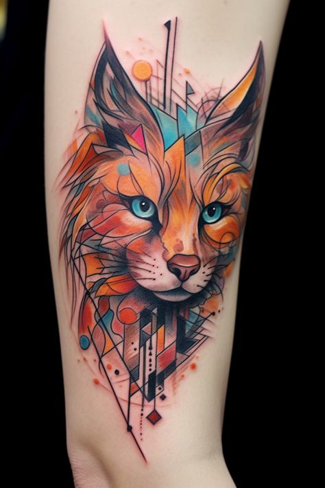 kreskówkowy tatuaż z kotem