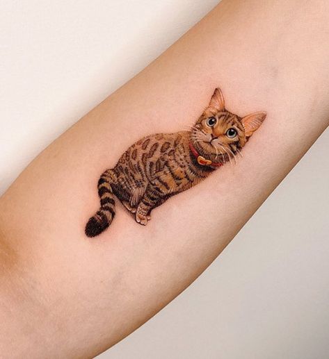 tatuaże realistyczne z kotem