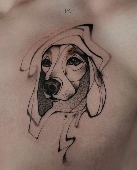Abstrakcyjne tatuaże z psem duże
