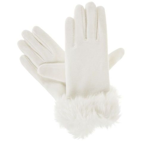 Białe rękawiczki zimowe damskie z futerkiem