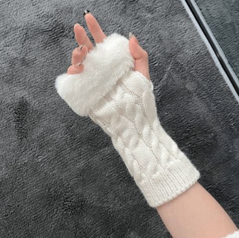 Białe rękawiczki zimowe damskiedługie