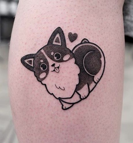 Kreskówkowe tatuaże z psem z serduszkiem