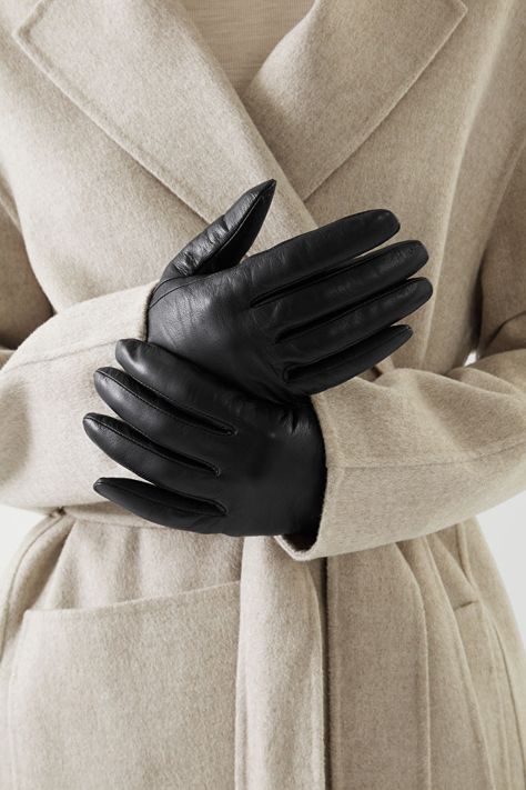 Rękawiczki damskie zimowe skórzane czarne