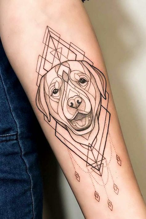 Tatuaż z psem abstrakcja