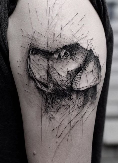 Tatuaż z psem abstrakcyjny