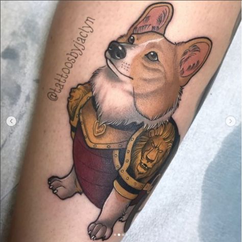 Tatuaż z psem corgi