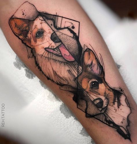 Tatuaż z psem kolorowy