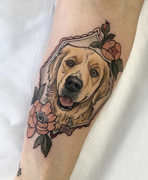 pies tatuaż kolorowy