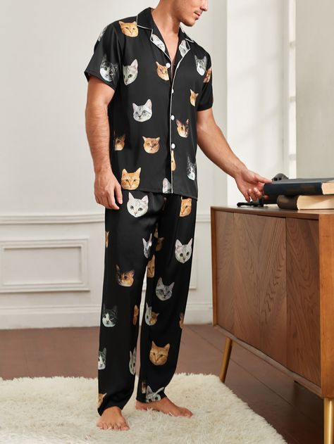 świąteczna piżama męska z kotkami