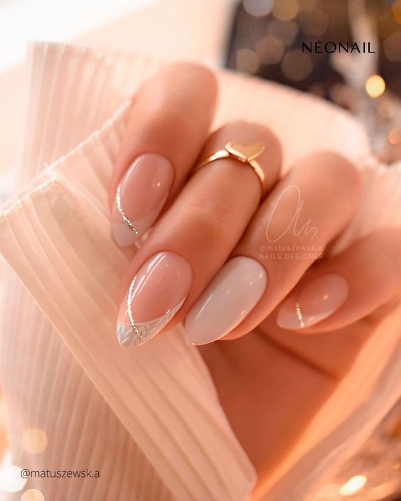 białe piękne eleganckie paznokcie na wesele